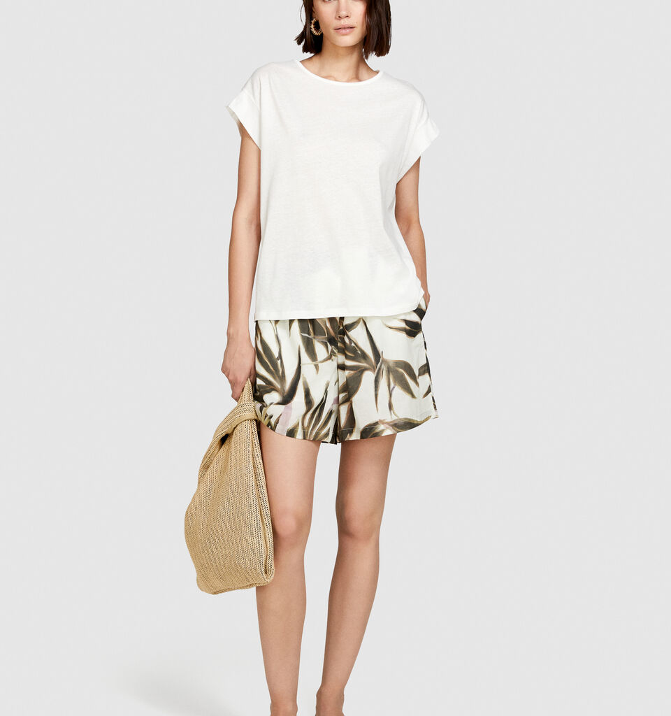 Slub t-shirt - women's short sleeve t-shirts - White | Sisley image number 1